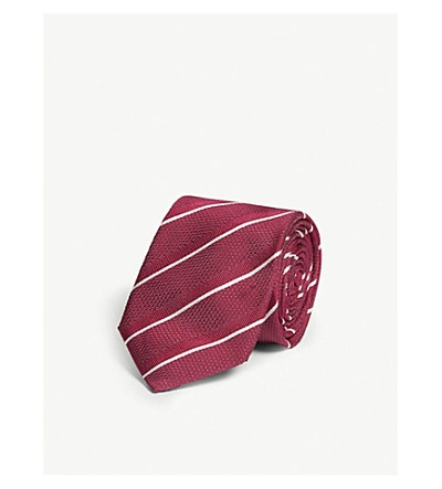 Hugo Boss Striped Jacquard Silk Tie In Medium Pink