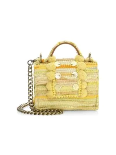 Kooreloo Small Lollipops Embellished Basket-weave Crossbody Bag In Yellow