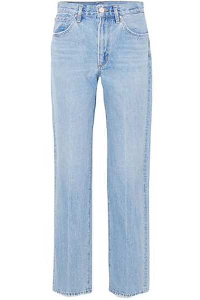 Goldsign High-rise Straight-leg Jeans In Light Denim