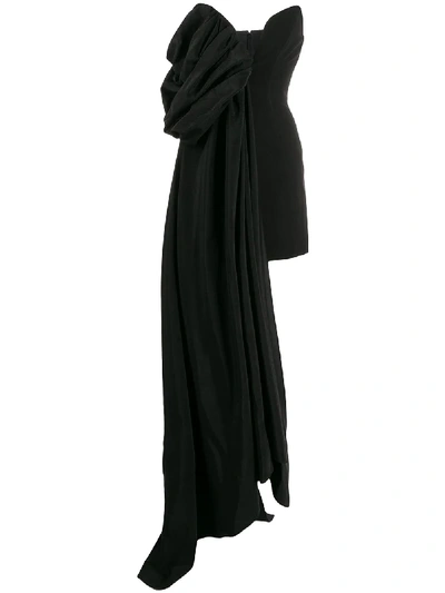 Ellery Ecuador Draped Faille High-low Dress In Black