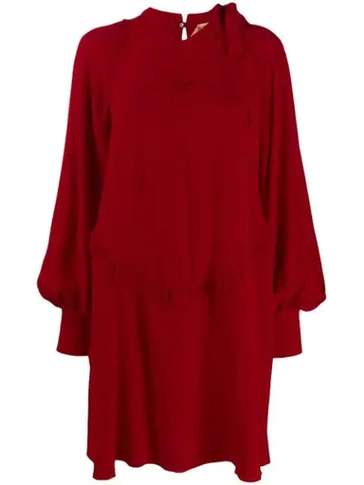 N°21 N&deg;21 Hazel Ruffled Crepe De Chine Peasant Dress In Red