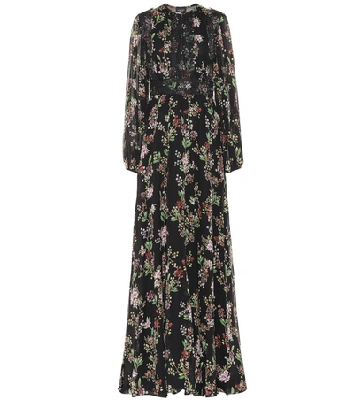 Giambattista Valli Floral-print Silk-chiffon Gown In Black