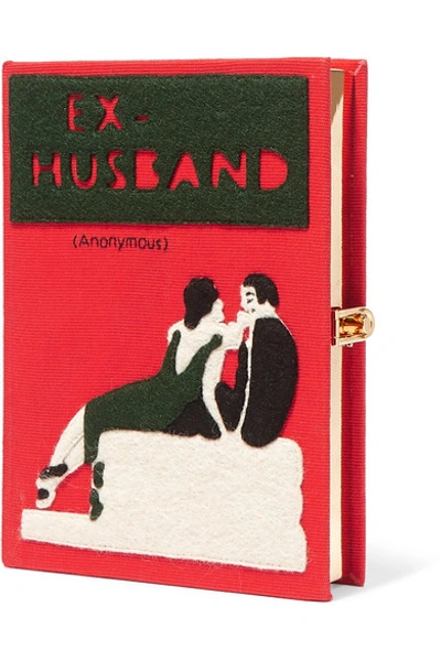 Olympia Le-tan Ex-husband Appliquéd Embroidered Canvas Clutch In Red