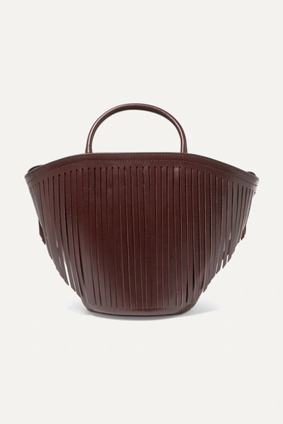 Trademark Fringed Leather Tote In Burgundy