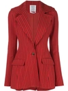 Rosie Assoulin Blaze Your Saddles Striped Cotton-blend Jacquard Blazer In Red