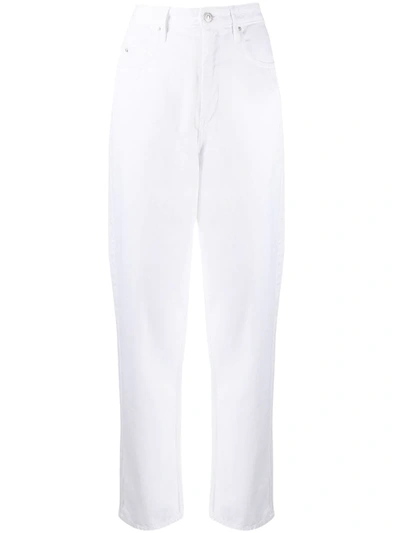 Isabel Marant Étoile Lorny Distressed High-rise Straight-leg Jeans In White