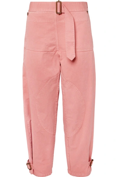 Jw Anderson Belted Cotton-drill Pants In Pink