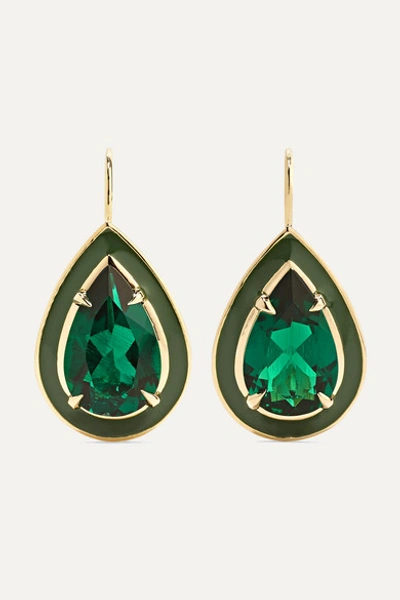 Alison Lou 14-karat Gold And Enamel Emerald Earrings