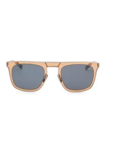 Ferragamo Classic 51mm Elegant Stainless Steel Square Sunglasses In Blue Orange