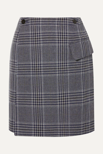 Acne Studios Ivonne Checked Cotton-blend Wrap Mini Skirt In Navy
