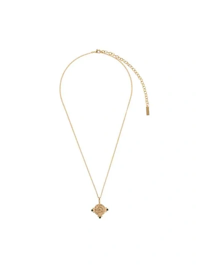 Saint Laurent Medallion Pendant Necklace W/ Stones In 8087