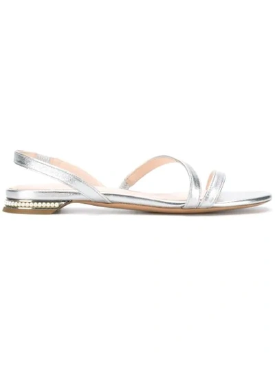 Nicholas Kirkwood Casati Pearl-heeled Leather Sandals In Metallic