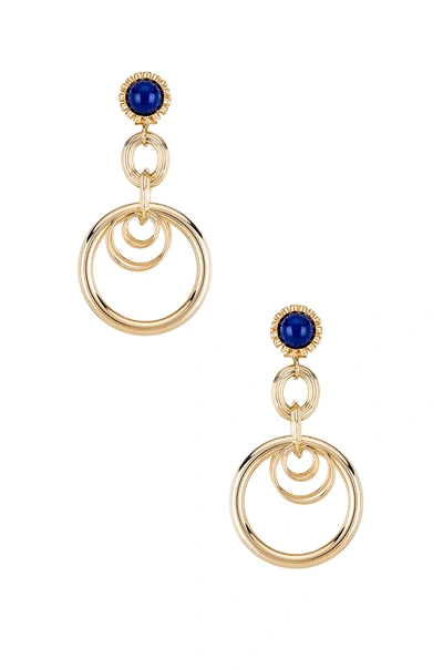 Anton Heunis Large Ring Earrings In Metallic Gold. In Blue & Strass