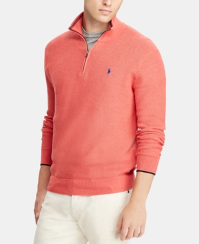 Polo Ralph Lauren Men's Big & Tall Half-zip Sweater In Pink Heather