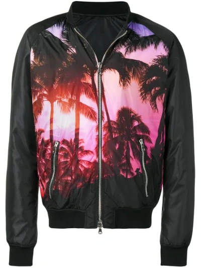 Balmain Palm-print Bomber Jacket In Black
