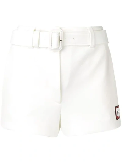 Prada Logo Patch Techno Jersey Mini Skirt In F0009 White
