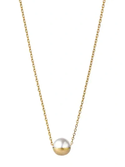 Shihara Half Pearl Necklace 0° In Metallic