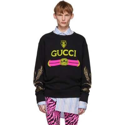 Gucci Embellished Logo-print Cotton-jersey Sweatshirt In 1082 Black