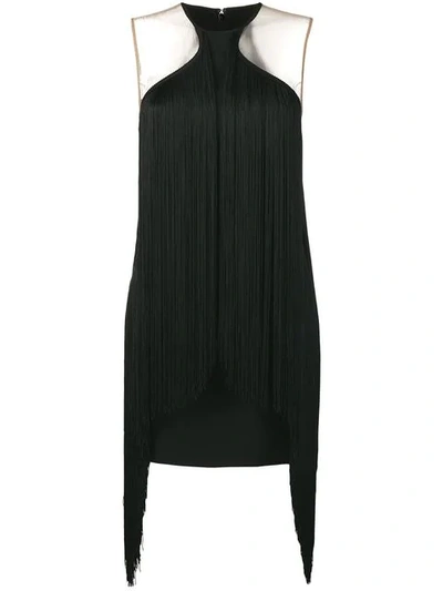 Stella Mccartney Fringe Trim Bodycon Mini Dress In Black