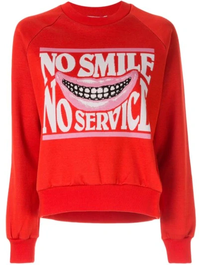 Stella Mccartney No Smile No Service Crewneck Sweatshirt In Red
