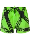 Dsquared2 Punk Icon Swim Shorts In Green