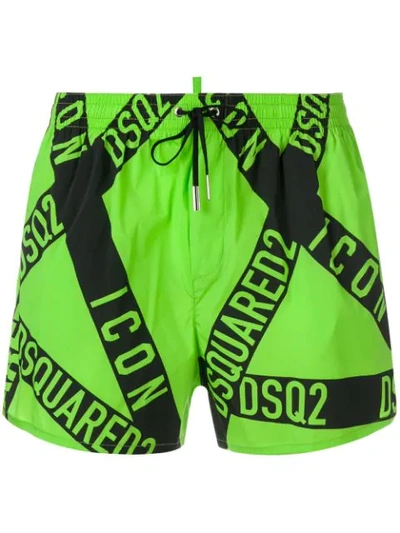 Dsquared2 Punk Icon Swim Shorts In Green