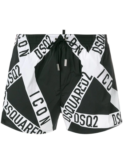 Dsquared2 Punk Icon Swim Shorts - Black In Black