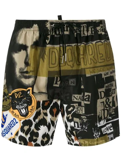 Dsquared2 Patchwork Printed Swim Shorts In 82248
