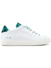 Leather Crown Metallic Strip Lace-up Sneakers In White