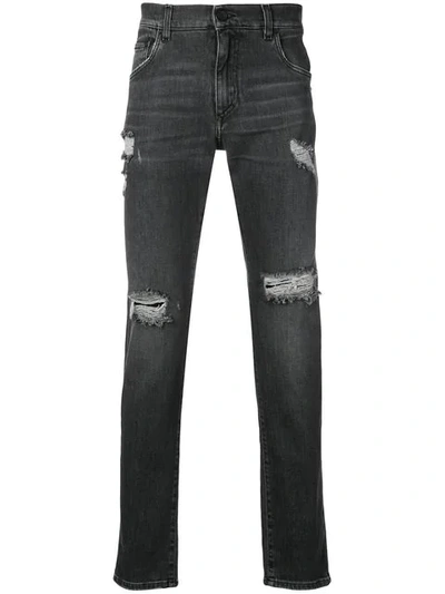 Dolce & Gabbana Distressed Jeans In Black