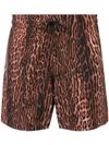 Amiri Leopard Shorts Brown
