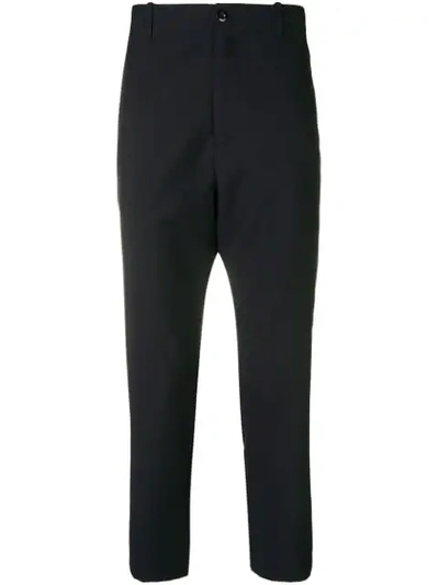 Oamc Cropped Slim-fit Trousers In Blue