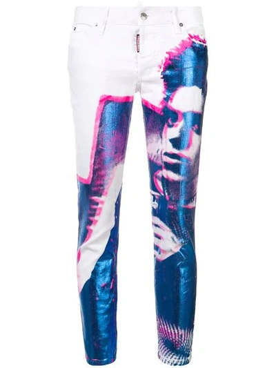 Dsquared2 Printed Skinny Jeans In White