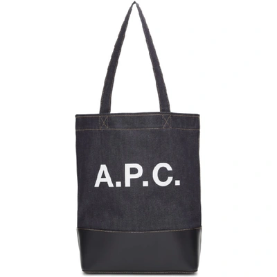 Apc Axel Logo-print Denim Tote Bag In Blue