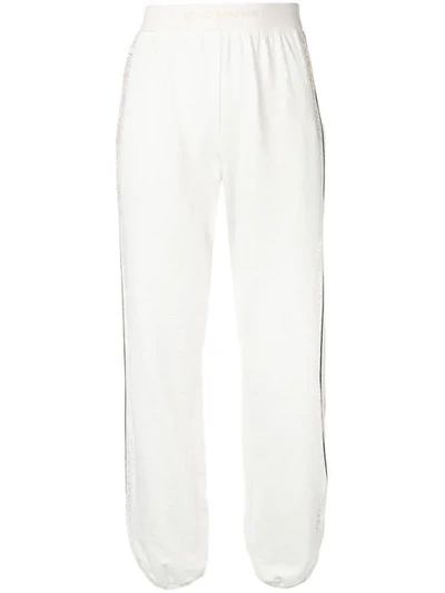 Pinko Embroidered Track Style Trousers In White