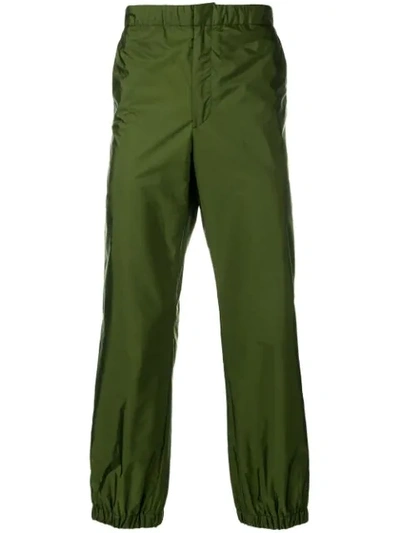 Prada Logo Cuff Trousers In Green