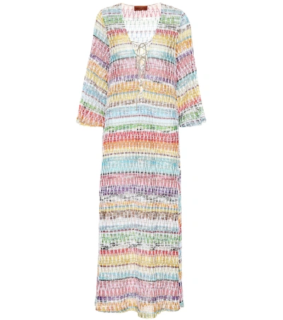 Missoni Long Zig Zag Viscose Knit Lamé Caftan In Multi