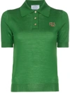 Prada Knit Short-sleeved Wool Polo Top - Green