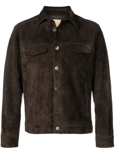 Ajmone Suede Shirt Jacket In Brown