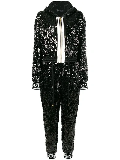 Dolce & Gabbana Sequin Jumpsuit In Black