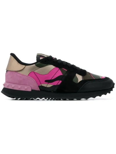 Valentino Garavani Metallic Details Camouflage Sneaker In Pink