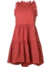 Ulla Johnson Tasmin Ruffled Midi Dress In Red