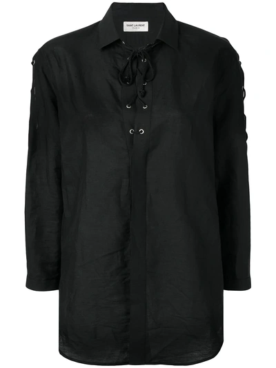 Saint Laurent Lace-up Shirt - Black