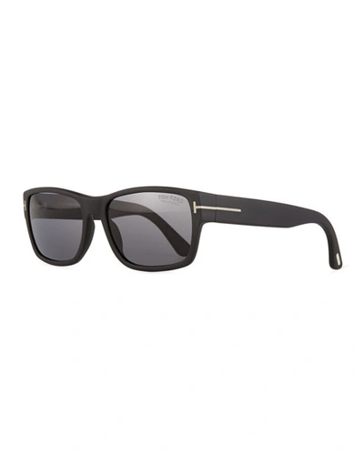 Tom Ford Men's Mason Polarized Square Sunglasses, 58mm In Matte Black/smoke Polarized Lenses