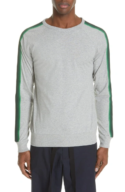 Dries Van Noten Hoyt Stripe Sleeve Sweatshirt In Grey Melange