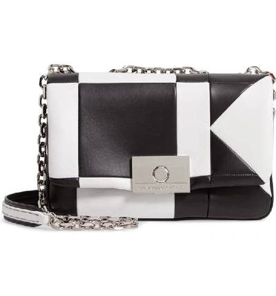 Calvin Klein 205w39nyc Calvin Klein Large Quilted Leather Shoulder Bag - Black In Black/ White