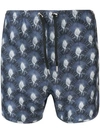 Neil Barrett Printed Swim Shorts In Blue