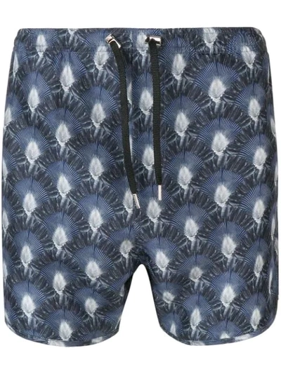 Neil Barrett Printed Swim Shorts In Blue