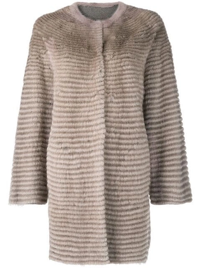 Liska Mink Fur Coat In Neutrals