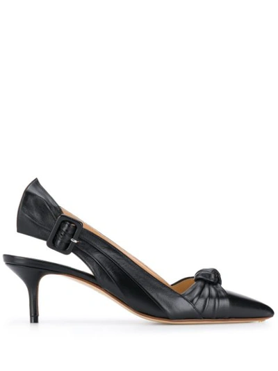 Francesco Russo Knotted Leather Slingback Pumps In Black